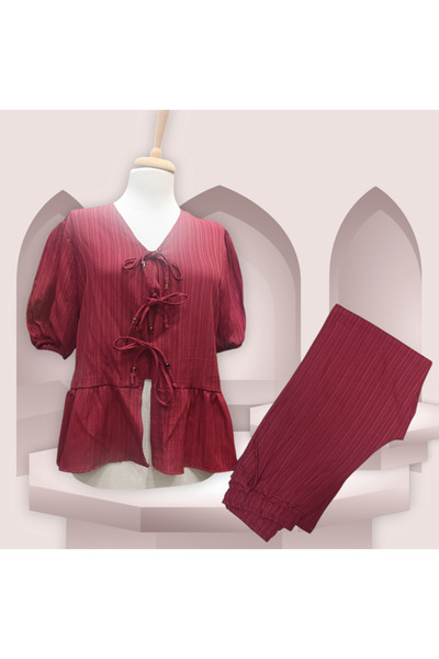 DENİZLİFE Women's front tie short sleeve suit