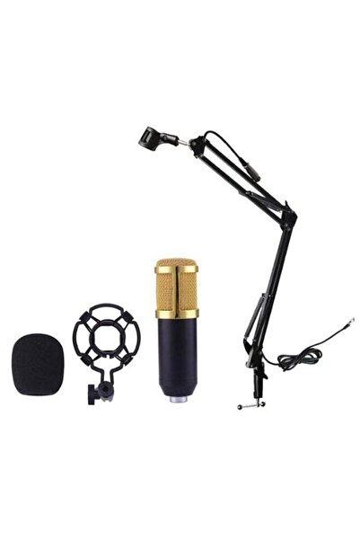 Arabest ميكروفون مكثف للتسجيل مع حامل BM-800 ذهبي/أسود