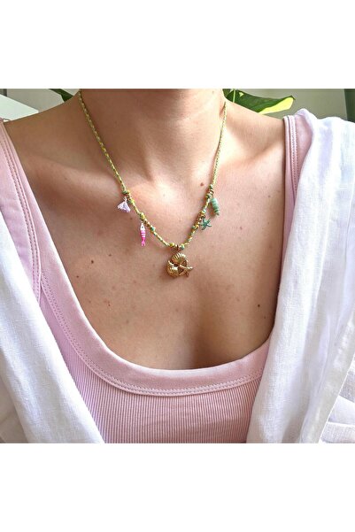 Alice İsstanbul Çelik Renkli İpli Deniz Charm Kolye