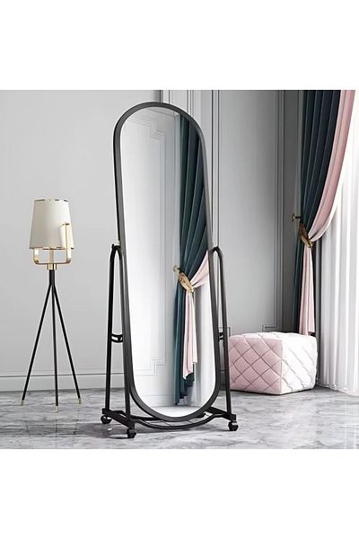 Estilo Modern design mobile mirror - available in black and white - Height: 170 cm, Width: 50 cm