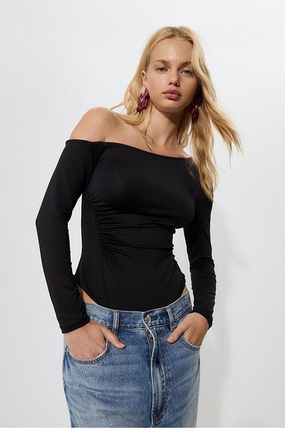 Stradivarius Gathered bodysuit with long sleeves