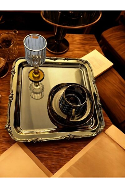 partridge store صينية تقديم مربعة من النحاس مقاس 20 سم