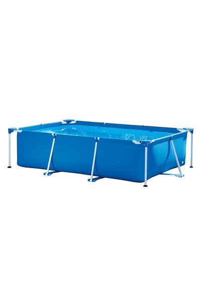 Optim Solution Metal Frame Pool, Rectangular, 1600 Liters, 220 x 150 x 60 cm, Drain Valve, Blue