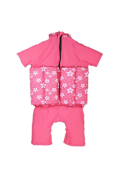 Toybox Kids Float Suit One-Piece Cartoon Short Sleeve Swimwear Jumpsuit, Pink, Size L(49x42cm)