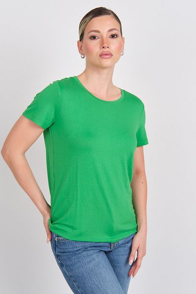 DAIDO Women's Short Sleeve Crew Neck Blouse 5981 Green