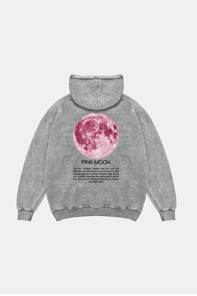 Sekizbiraltı Pink Moon Oversize Unisex πλενόμενο λευκό κουκούλα
