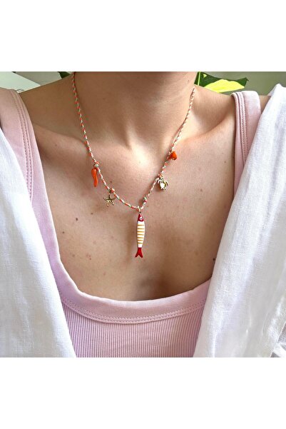 Alice İsstanbul Çelik Renkli İpli Çizgili Balık Charm Kolye