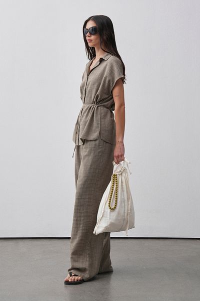mathilda store Women's Khaki Leo Shirt Pants Set