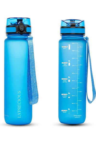 LA' PRECIOUS Water Bottle for Adults, 1 Liter - USA Tritan Material, Non-Toxic BPA Free, Fast Flow,