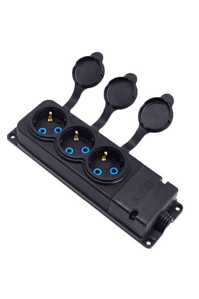 Bylion Rubber Extension Cord with 3 Outlets 16A IP44 Black