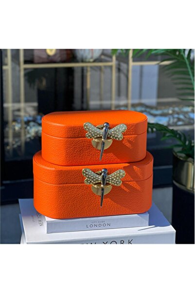 MIARIK DESIGN & DEKORASYON Dekoratif 2 Kelebek Deri Kutu 8x16 10x20 Cm