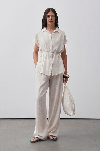 mathilda store Women's Ecru Leo Shirt Pants Set
