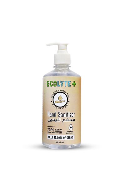 ECOLYTE+ Hand Sanitizer Skincare Antibacterial gel, antiseptic & disinfectant 70% Ethyl Alcohol - (500 ml)