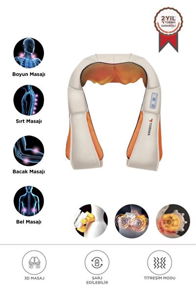 Torima Masaj Aleti Ovalı Isıtmalı Boyun Sırt Bel Omuz Bacak Masaj Yastığı QY666 Krem