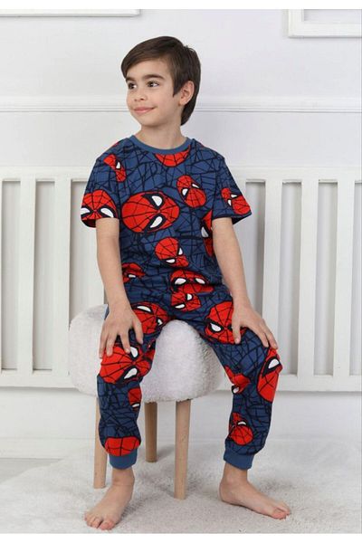 Emilakids Spiderman Pattern 100% Cotton Boys Pajamas Suit
