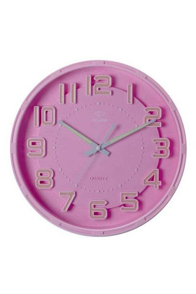 dojana Round Shape Analog Wall Clock Pink
