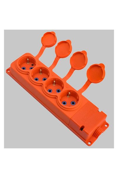 Bylion Rubber Extension Cord with 4 Outlets 16A IP44 Orange