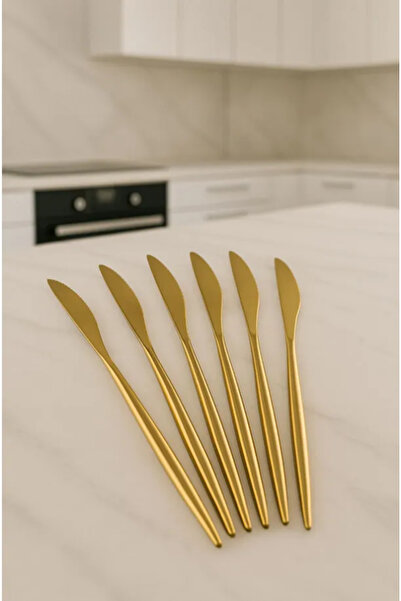 TUMU LIFE 6 Adet Gold Detaylı Bıçak Takımı | 6 Parça Lüks Yemek Bıçak Takımı ...