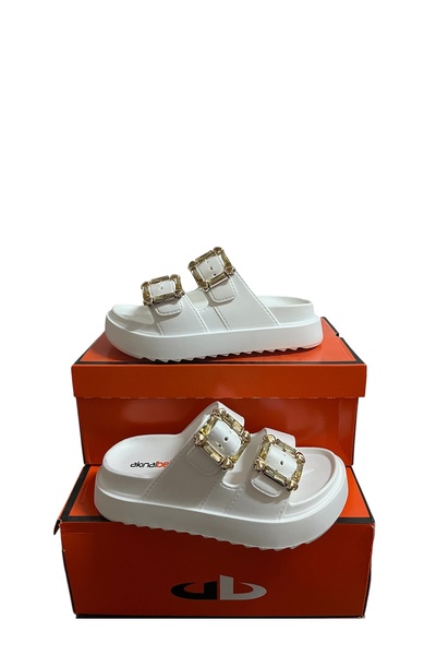 AkınalBella Akınal bella çift tokalı kalın tabanlı ortopedik terlik