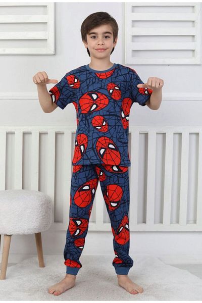 Emilakids Spiderman Pattern 100% Cotton Boys Pajamas Suit