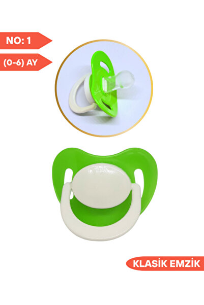 Fatoş Bebe Klasik Silikon Emzik ,NO: 1 (0-6) Ay, Yeşil Bebek Emziği