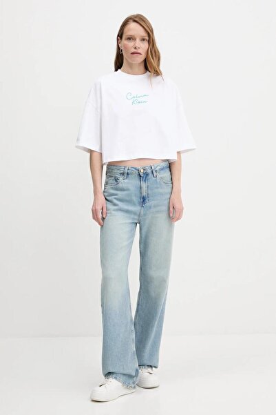 Calvin Klein D1 Collection Women's White Crop T-Shirt Lv047C202G-Yaa