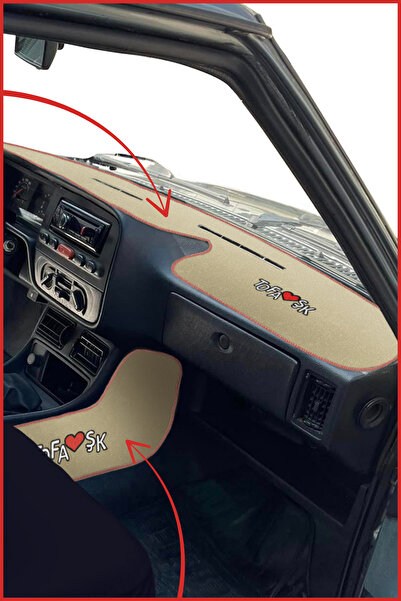 TUSBA MARKET Tofaş Şahin Doğan Kartal Bej Renk Yüksek Torpido Koruma Halısı & Vites Orta Konsol Yan Kaplama Halı