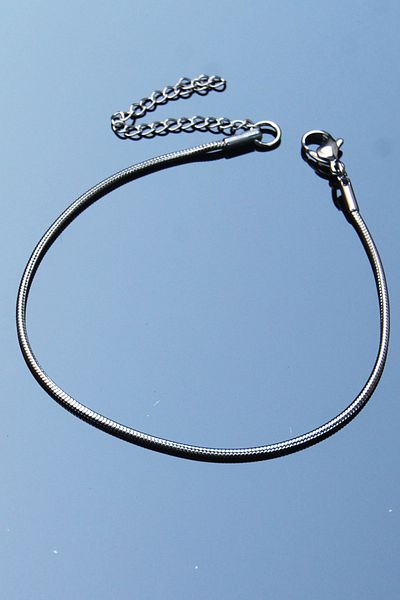 Rua Jewelry Steel Italian Round Snake Bracelet 1 mm Silver Color |   Non-Blackening, Unisex, 2 Years Warranty