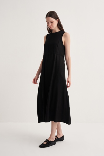 EBU Prive Women's Cupra Draped Cotton Dress Suit Black