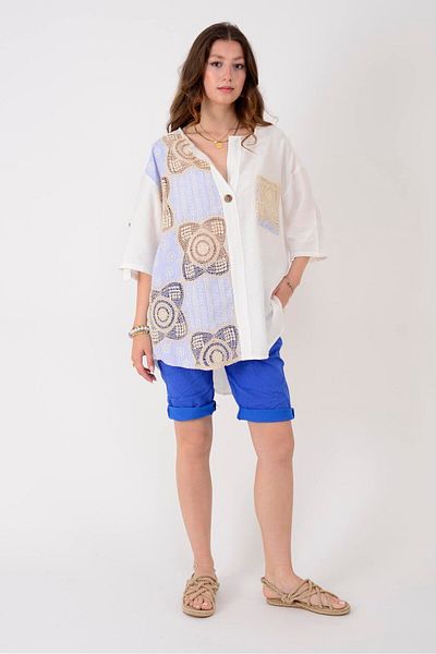 Park Moda 25032 Lace Detail V-Neck Bluz