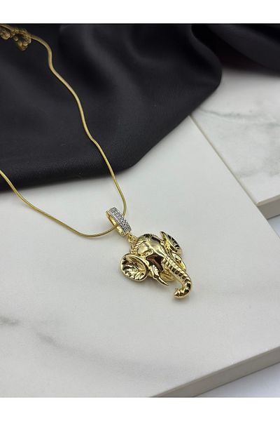 Duéra Gold Elephant Detailed Design Steel Necklace