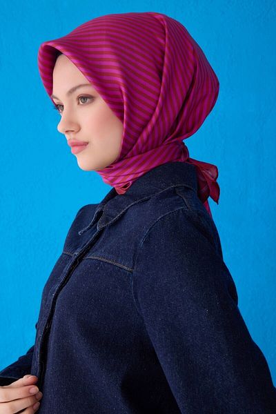 Elabutik Eșarfă de mătase Tivil cu talie 4115D FUCHSIA 90 x 90