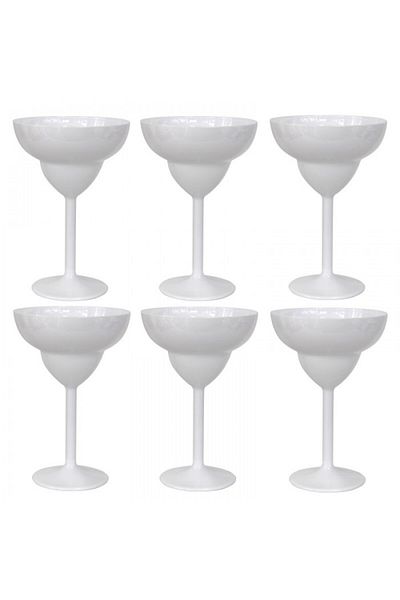 Raki Set of 6 Margarita WHITE glasses white polycarbonate 350ml 118xh175mm