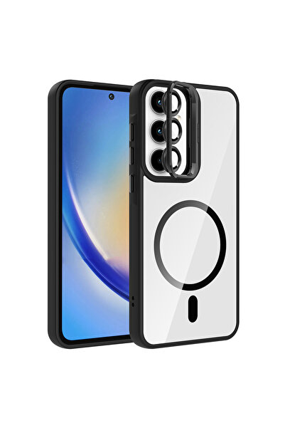 Nezih Case Samsung Galaxy A55 Uyumlu Standlı ve Kamera Lens Hediyeli Magsafel...