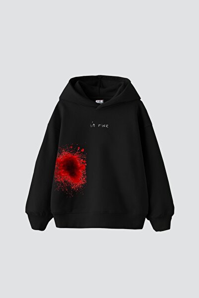 Sekizbiraltı هودي أسود كبير الحجم مطبوع للجنسين من I'm Fine