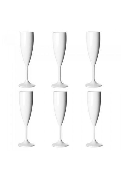 Raki Set of 6 polycarbonate WHITE champagne glasses 180ml 55xh182mm