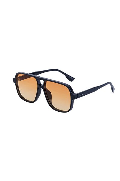 Toz Vintage Zeroma Black Frame Orange Glass Vintage & Retro Unisex Sunglasses
