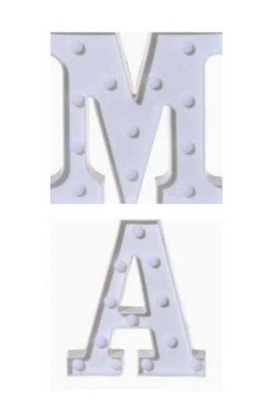 Generic 2 pieces of hanging letter "M" and letter "A" decorations with attractive LED lights and battery operated