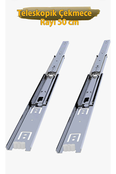 YENİLER Teleskopik Bilyalı Çekmece Rayı 45 mm 50 cm (1 Takım)