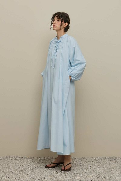 Fahhar Wide Voile Dress Light Blue
