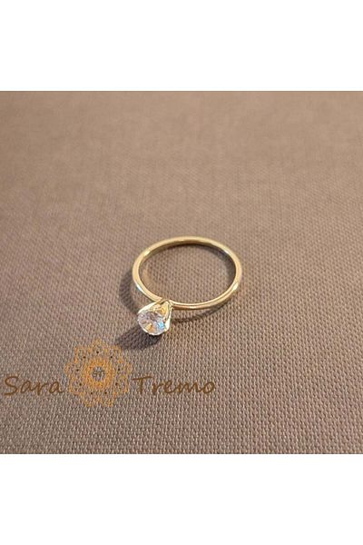 saratremo Gold-Plated Ring with Zirconia Crystal - Classic Engagement Style
