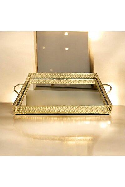partridge store Metal Edge Mirrored Tray Gold