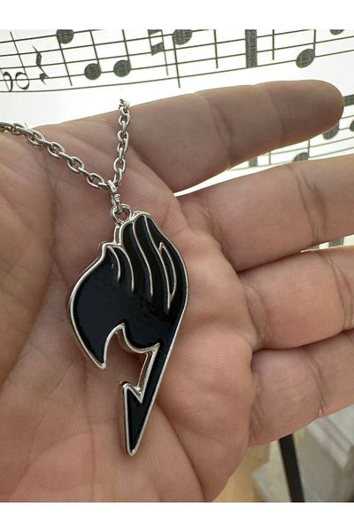 Herşey Nota Fairy Tail Black Symbol Necklace with 60 cm Chain |   Anime Themed Unisex Gothic Jewelry