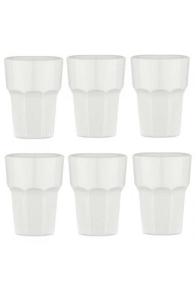 Raki Set of 6 white polycarbonate glasses WHITE 360ml 75xh148ml