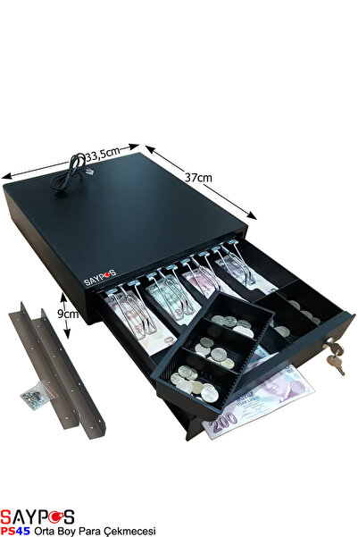 SAYPOS Masa Altı Montaj Askısı Hediye Pos Bağlantılı, Anahtardan Açılır Orta Boy Para Çekmecesi 33,5x37x9cm