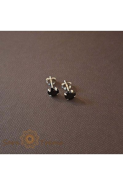 saratremo Cercei unisex din argint 925 cu cristale rotunde de zirconiu negru, 6 mm