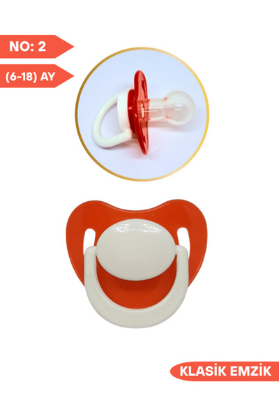 Fatoş Bebe Klasik Silikon Emzik ,NO: 2 (6-18) Ay, Kırmızı Bebek Emziği