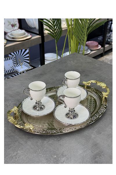 Doğudeko Oval Metal Medium Size Luxury Tray