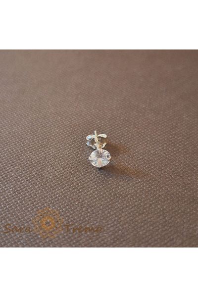 saratremo Unisex Earring with Round White Zirconia Crystal - Silver 925, 5 mm