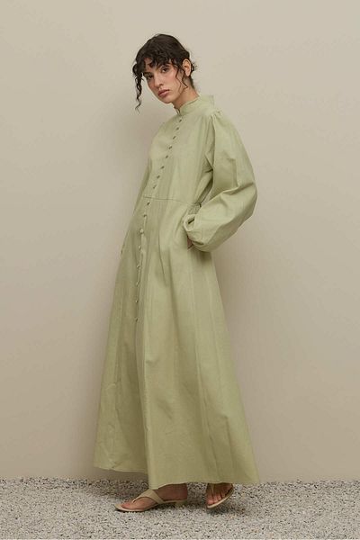 Fahhar Britli Lyocell Linen Dress Mint